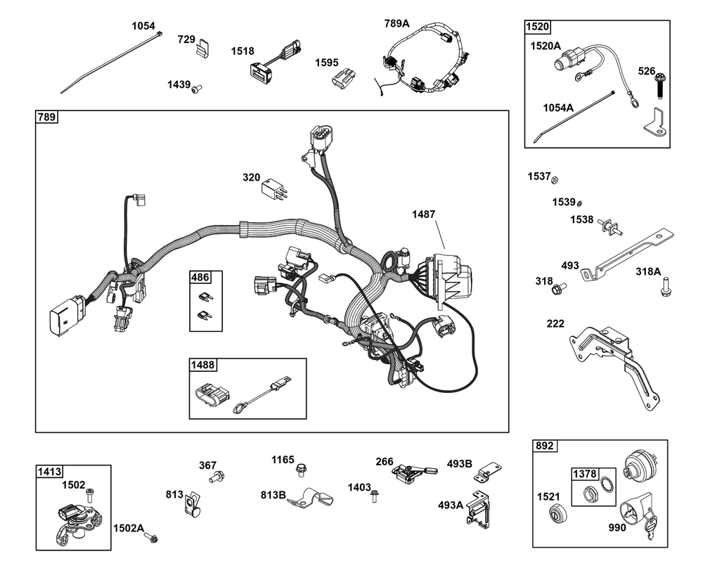 Controls Group Diagram and Parts List for 61A277-0106-J1  Briggs and Stratton Engine
